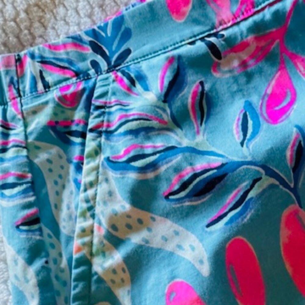 NWT Lilly Pulitzer Sunrise Bay Ocean View Shorts M You've Been Spotted Porto Blu - Picture 2 of 8